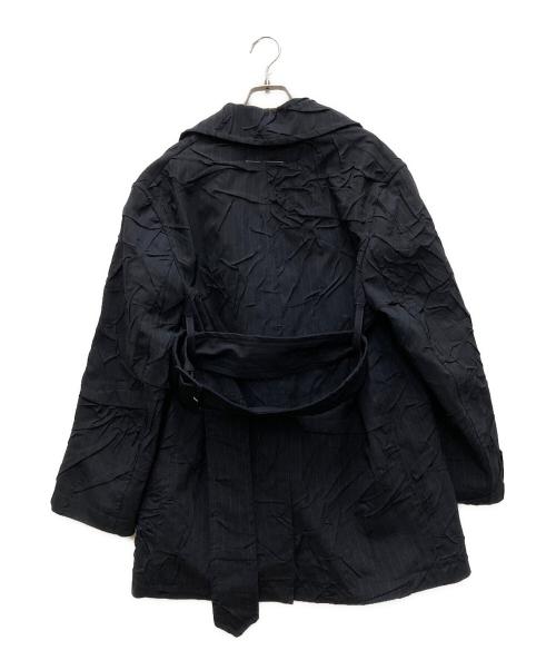 MM6 Maison Margiela（エムエムシックスメゾンマルジェラ）MM6 Maison Margiela (エムエムシックスメゾンマルジェラ) クラッシュトレンチコート ネイビー サイズ:36の古着・服飾アイテム