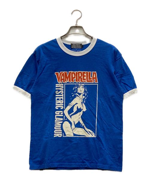 Hysteric Glamour（ヒステリックグラマー）Hysteric Glamour (ヒステリックグラマー) VAMPIRELLA HYSTERIC ISSUE ガールプリント リンガーTシャツ ブルー サイズ:Sの古着・服飾アイテム