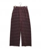 PHEENYフィーニー）の古着「Velvet border wide pants」｜バーガンディー
