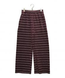 PHEENY（フィーニー）の古着「Velvet border wide pants」｜バーガンディー