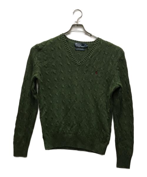 POLO RALPH LAUREN（ポロ・ラルフローレン）POLO RALPH LAUREN (ポロ・ラルフローレン) 90's Vネックシルクニット グリーン サイズ:Mの古着・服飾アイテム