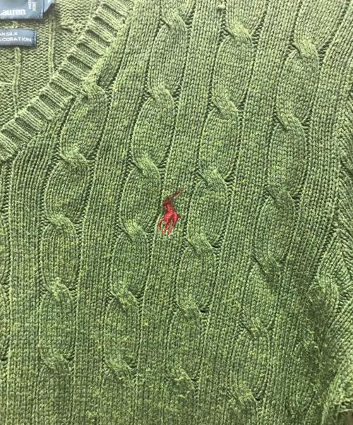 POLO RALPH LAUREN（ポロ・ラルフローレン）POLO RALPH LAUREN (ポロ・ラルフローレン) 90's Vネックシルクニット グリーン サイズ:Mの古着・服飾アイテム