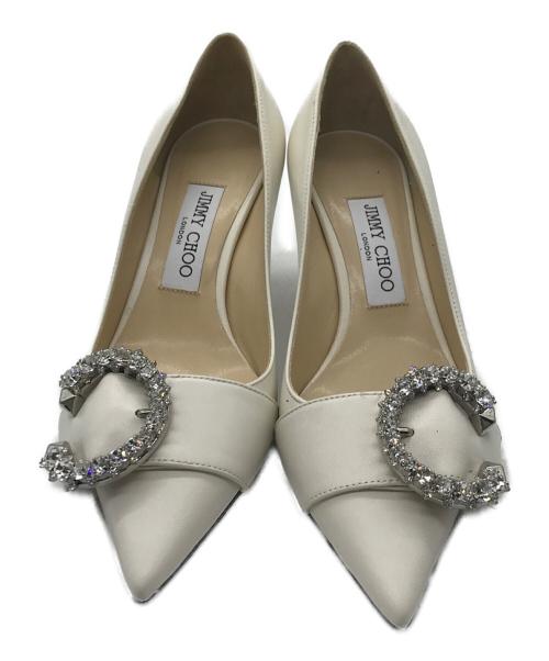 JIMMY CHOO（ジミーチュウ）JIMMY CHOO (ジミーチュウ) MELVA ビジューパンプス ホワイト サイズ:37の古着・服飾アイテム
