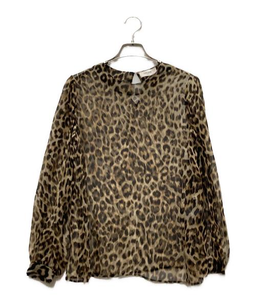 CELINE（セリーヌ）CELINE (セリーヌ) レオパードシルクシースルートップス ブラウン×ブラック サイズ:36の古着・服飾アイテム