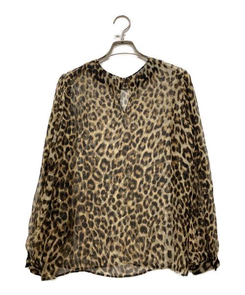 CELINE（セリーヌ）CELINE (セリーヌ) レオパードシルクシースルートップス ブラウン×ブラック サイズ:36の古着・服飾アイテム