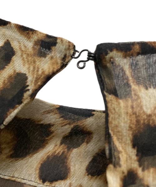 CELINE（セリーヌ）CELINE (セリーヌ) レオパードシルクシースルートップス ブラウン×ブラック サイズ:36の古着・服飾アイテム