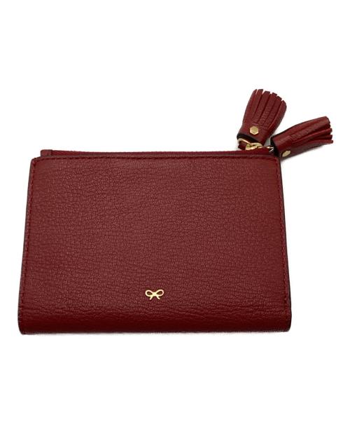 ANYA HINDMARCH（アニヤ・ハインドマーチ）ANYA HINDMARCH (アニヤ・ハインドマーチ) PEEPING EYES SMALL DOUBLE ZIP WALLET レッド サイズ:ONESIZEの古着・服飾アイテム