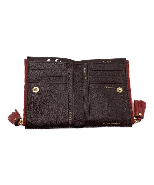 ANYA HINDMARCH（アニヤ・ハインドマーチ）ANYA HINDMARCH (アニヤ・ハインドマーチ) PEEPING EYES SMALL DOUBLE ZIP WALLET レッド サイズ:ONESIZEの古着・服飾アイテム