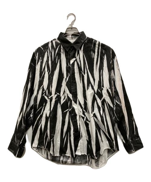 JOHN LAWRENCE SULLIVAN（ジョン ローレンス サリバン）JOHN LAWRENCE SULLIVAN (ジョン ローレンス サリバン) WRINKLE PRINT SHIRT ホワイト×ブラック サイズ:44の古着・服飾アイテム