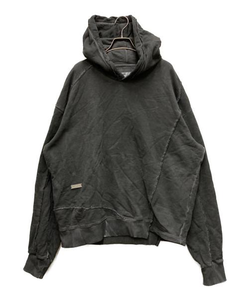 C2H4（シーツーエイチフォー）C2H4 (シーツーエイチフォー) panelled distressed hoodie グレー サイズ:Lの古着・服飾アイテム