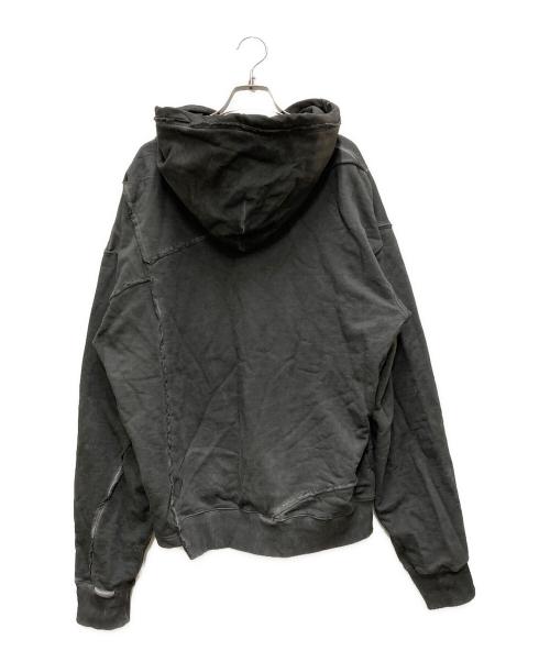 C2H4（シーツーエイチフォー）C2H4 (シーツーエイチフォー) panelled distressed hoodie グレー サイズ:Lの古着・服飾アイテム