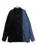 ISSEY MIYAKE MENイッセイミヤケメン）の古着「ぼうし絞りアシンメトリー長袖シャツ」｜ブラック×ネイビー
