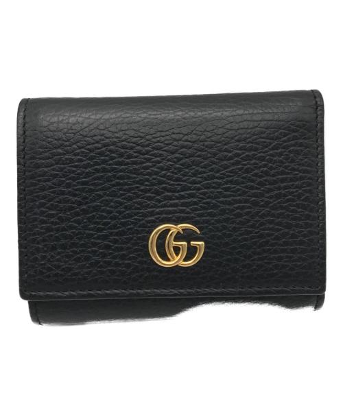 GUCCI（グッチ）GUCCI (グッチ) GGマーモント 3つ折り財布 ブラックの古着・服飾アイテム