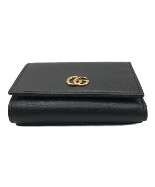 GUCCI（グッチ）GUCCI (グッチ) GGマーモント 3つ折り財布 ブラックの古着・服飾アイテム