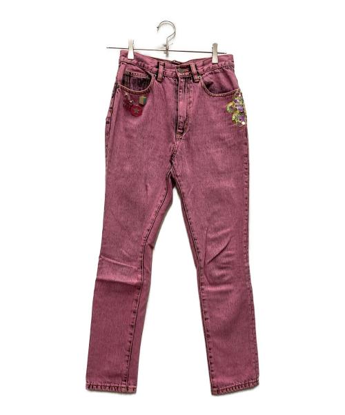 MARC JACOBS（マークジェイコブス）MARC JACOBS (マークジェイコブス) ワッペンデニムパンツ ピンク サイズ:25の古着・服飾アイテム