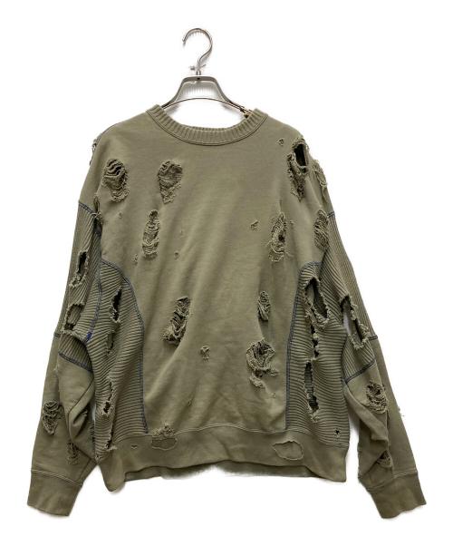 C.E（シーイー）C.E (シーイー) PLAGUE WIDE RIB CUT CREW NECK グリーン サイズ:Mの古着・服飾アイテム