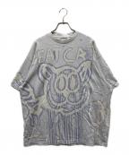 Acne studiosアクネ ストゥディオズ）の古着「Beat Cat Bleached Print Logo T-shirt」｜ブルー