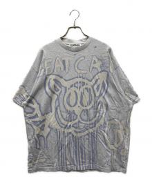 Acne studios（アクネ ストゥディオズ）の古着「Beat Cat Bleached Print Logo T-shirt」｜ブルー