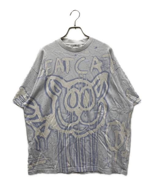 Acne studios（アクネ ストゥディオズ）ACNE STUDIOS (アクネ ストゥディオズ) Beat Cat Bleached Print Logo T-shirt ブルー サイズ:Sの古着・服飾アイテム