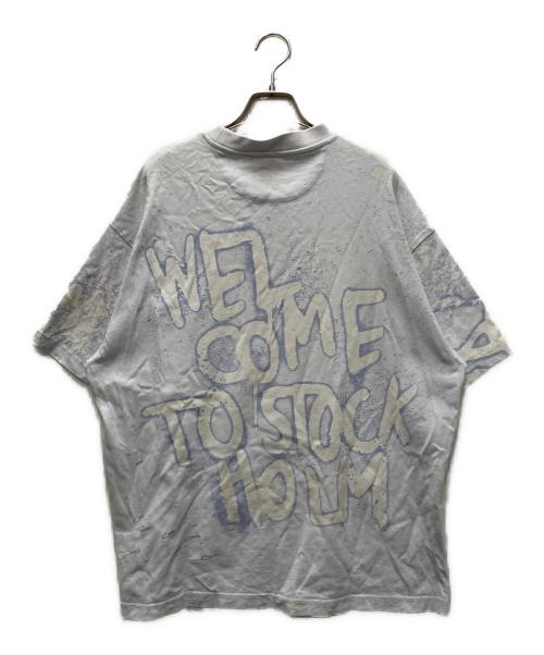 Acne studios（アクネ ストゥディオズ）ACNE STUDIOS (アクネ ストゥディオズ) Beat Cat Bleached Print Logo T-shirt ブルー サイズ:Sの古着・服飾アイテム