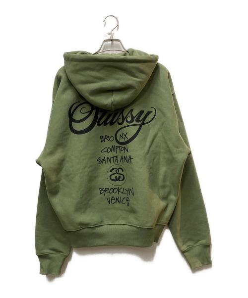 stussy（ステューシー）stussy (ステューシー) World Tour Hoodie カーキ サイズ:Sの古着・服飾アイテム