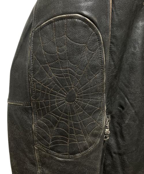 AFFLICTION（アフリクション）AFFLICTION (アフリクション) スカル刺繍 シングルライダース ブラック サイズ:Lの古着・服飾アイテム