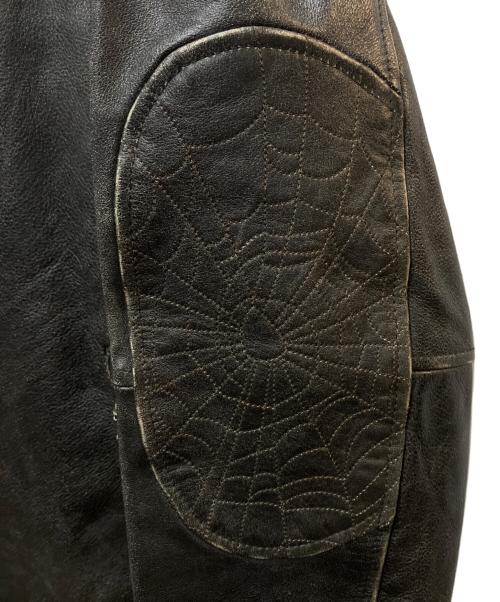 AFFLICTION（アフリクション）AFFLICTION (アフリクション) スカル刺繍 シングルライダース ブラック サイズ:Lの古着・服飾アイテム