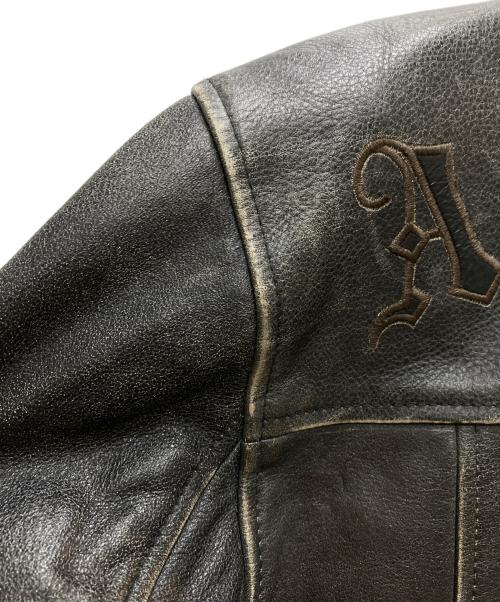 AFFLICTION（アフリクション）AFFLICTION (アフリクション) スカル刺繍 シングルライダース ブラック サイズ:Lの古着・服飾アイテム