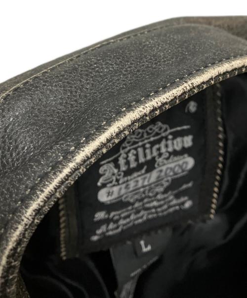 AFFLICTION（アフリクション）AFFLICTION (アフリクション) スカル刺繍 シングルライダース ブラック サイズ:Lの古着・服飾アイテム