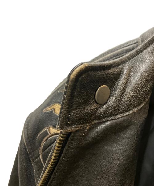 AFFLICTION（アフリクション）AFFLICTION (アフリクション) スカル刺繍 シングルライダース ブラック サイズ:Lの古着・服飾アイテム