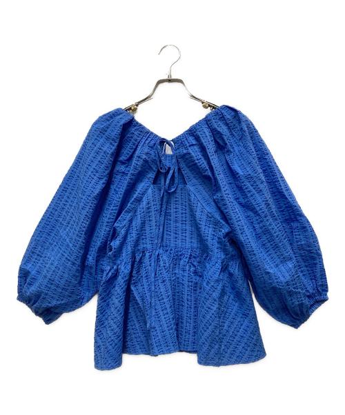 Noble（ノーブル）Noble (ノーブル) オーガンジーリップルラグランブラウス ブルー サイズ:FREEの古着・服飾アイテム