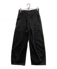 MM6 Maison Margiela（エムエムシックスメゾンマルジェラ）の古着「20SS ハイライズ ボタンフライ ワイドストレートデニム」｜ブラック
