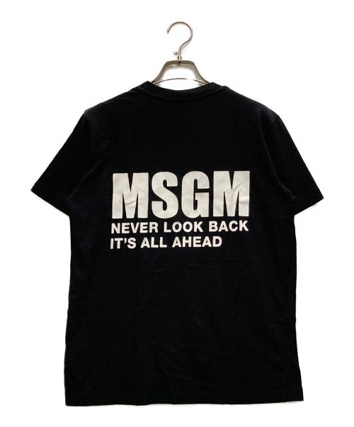 MSGM（エムエスジーエム）MSGM (エムエスジーエム) NEVER LOOK BACK ステートメント ロゴ Tシャツ ブラック サイズ:Sの古着・服飾アイテム
