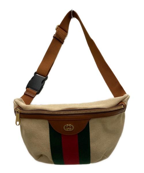 GUCCI（グッチ）GUCCI (グッチ) ヴィンテージ キャンバス ベルトバッグ ベージュの古着・服飾アイテム