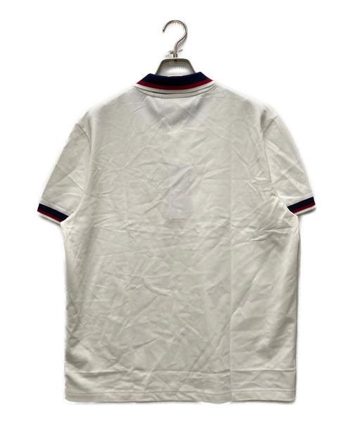 LACOSTE（ラコステ）LACOSTE (ラコステ) 配色ボーダーリブニット鹿の子地ポロシャツ ホワイト サイズ:5の古着・服飾アイテム