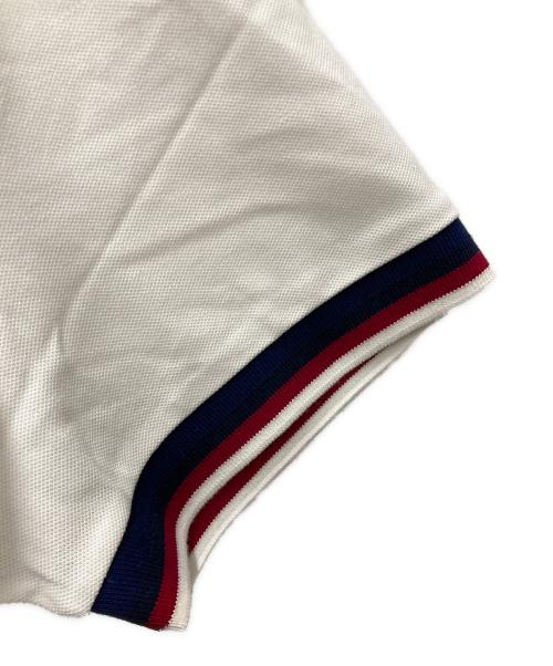 LACOSTE（ラコステ）LACOSTE (ラコステ) 配色ボーダーリブニット鹿の子地ポロシャツ ホワイト サイズ:5の古着・服飾アイテム