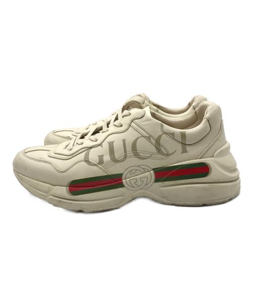 GUCCI（グッチ）GUCCI (グッチ) ライトン ヴィンテージロゴ  ローカットスニーカー ベージュ サイズ:9 1/2の古着・服飾アイテム