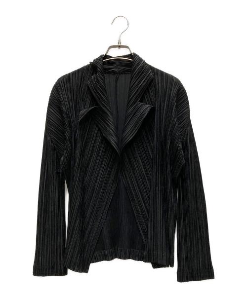 PLEATS PLEASE（プリーツプリーズ）PLEATS PLEASE (プリーツプリーズ) プリーツカーディガン ブラック サイズ:3の古着・服飾アイテム