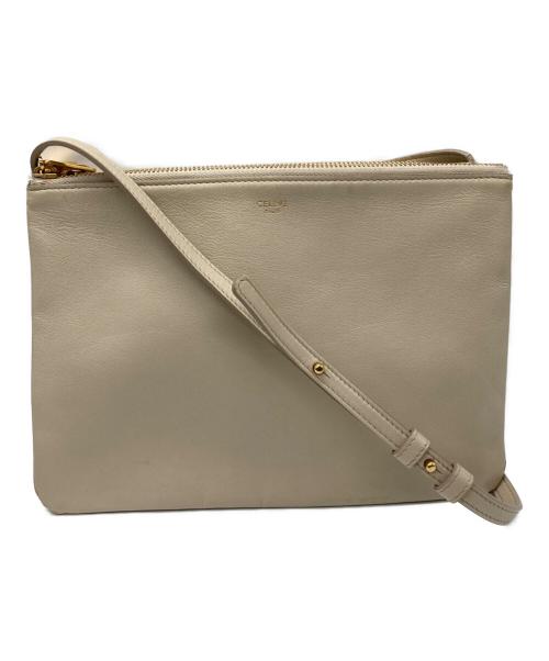 CELINE（セリーヌ）CELINE (セリーヌ) トリオラージショルダーバッグ ベージュの古着・服飾アイテム