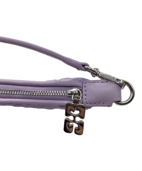 GANNI（ガニー）GANNI (ガニー) BUTTERFLY MINI FLAT COSMETIC POUCH SATINミニポーチ パープルの古着・服飾アイテム