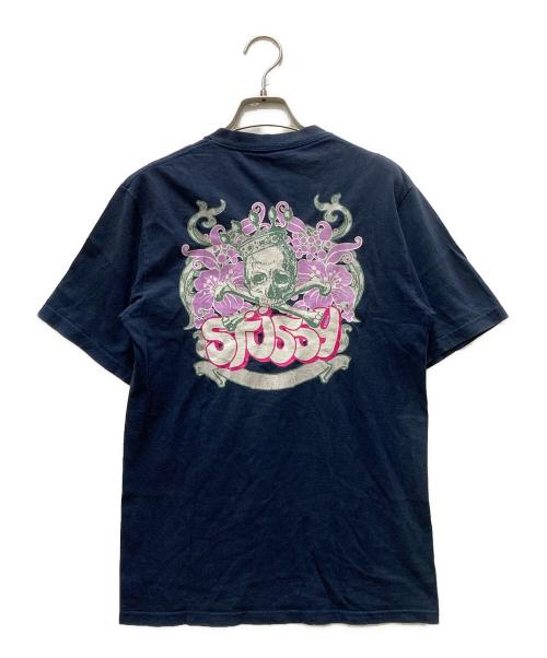 stussy（ステューシー）stussy (ステューシー) 90-00’s ハイビスカス スカルTシャツ ネイビー サイズ:Sの古着・服飾アイテム
