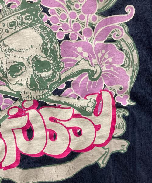 stussy（ステューシー）stussy (ステューシー) 90-00’s ハイビスカス スカルTシャツ ネイビー サイズ:Sの古着・服飾アイテム