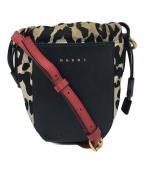 MARNIマルニ）の古着「gusset leopard-print shoulder bag」｜ブラック×ベージュ