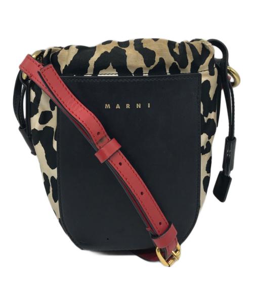 MARNI（マルニ）MARNI (マルニ) gusset leopard-print shoulder bag ブラック×ベージュの古着・服飾アイテム