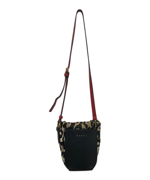 MARNI（マルニ）MARNI (マルニ) gusset leopard-print shoulder bag ブラック×ベージュの古着・服飾アイテム