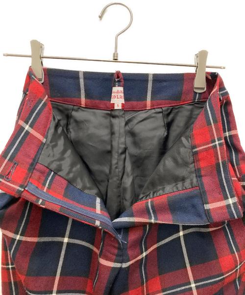 Vivienne Westwood RED LABEL（ヴィヴィアンウエストウッドレッドレーベル）Vivienne Westwood RED LABEL (ヴィヴィアンウエストウッドレッドレーベル) 変形チェックテーパードパンツ ネイビー×レッド サイズ:1の古着・服飾アイテム