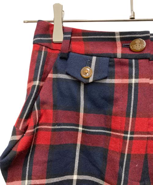Vivienne Westwood RED LABEL（ヴィヴィアンウエストウッドレッドレーベル）Vivienne Westwood RED LABEL (ヴィヴィアンウエストウッドレッドレーベル) 変形チェックテーパードパンツ ネイビー×レッド サイズ:1の古着・服飾アイテム