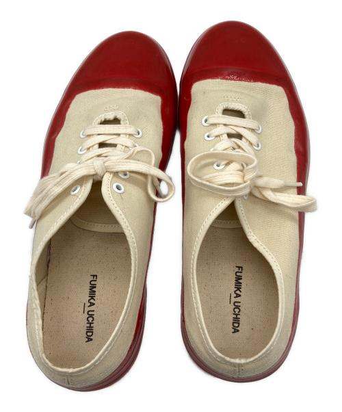 FUMIKA UCHIDA（フミカウチダ）FUMIKA UCHIDA (フミカウチダ) CANVAS SNEAKERS ローカットスニーカー ホワイト×レッド サイズ:37の古着・服飾アイテム