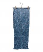 Mame Kurogouchiマメクロゴウチ）の古着「Flower Hand-Printed Skirt」｜スカイブルー