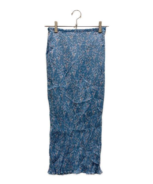 Mame Kurogouchi（マメクロゴウチ）Mame Kurogouchi (マメクロゴウチ) Flower Hand-Printed Skirt スカイブルー サイズ:1の古着・服飾アイテム